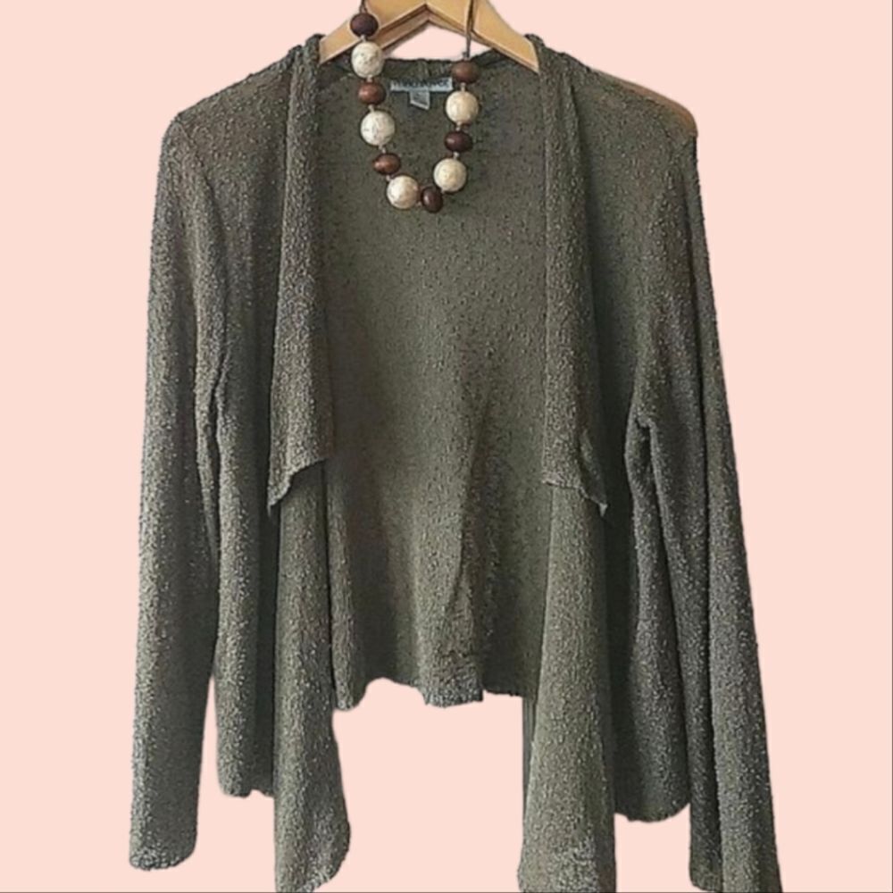 Wind River Slubby Army Green Stretchy Open Cardigan Size L